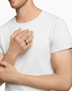 Beveled Band Ring 18K Yellow Gold with Black Titanium, 8.5mm