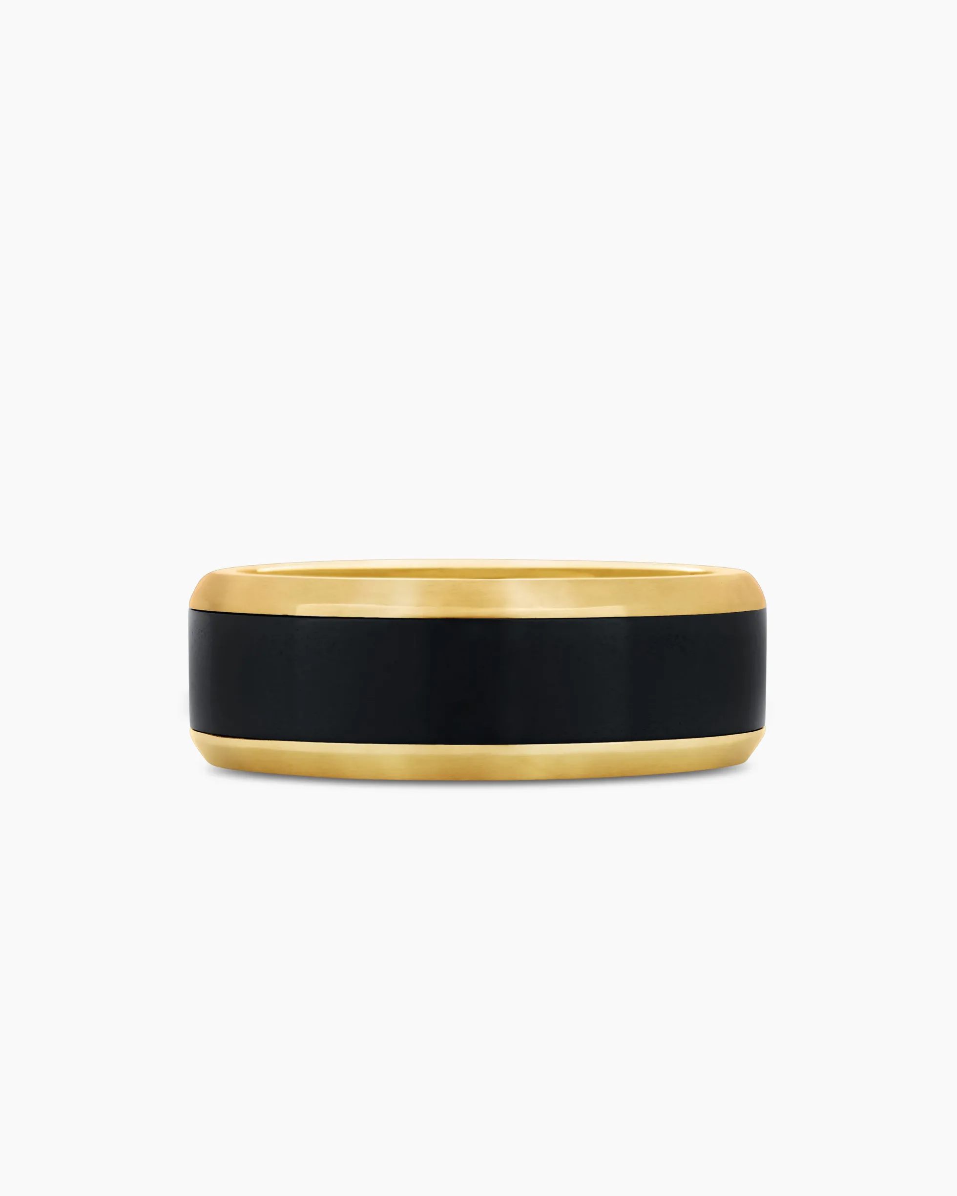 Beveled Band Ring 18K Yellow Gold with Black Titanium, 8.5mm