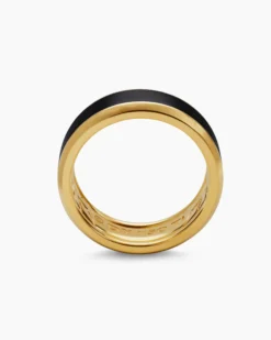 Beveled Band Ring 18K Yellow Gold with Black Titanium, 8.5mm