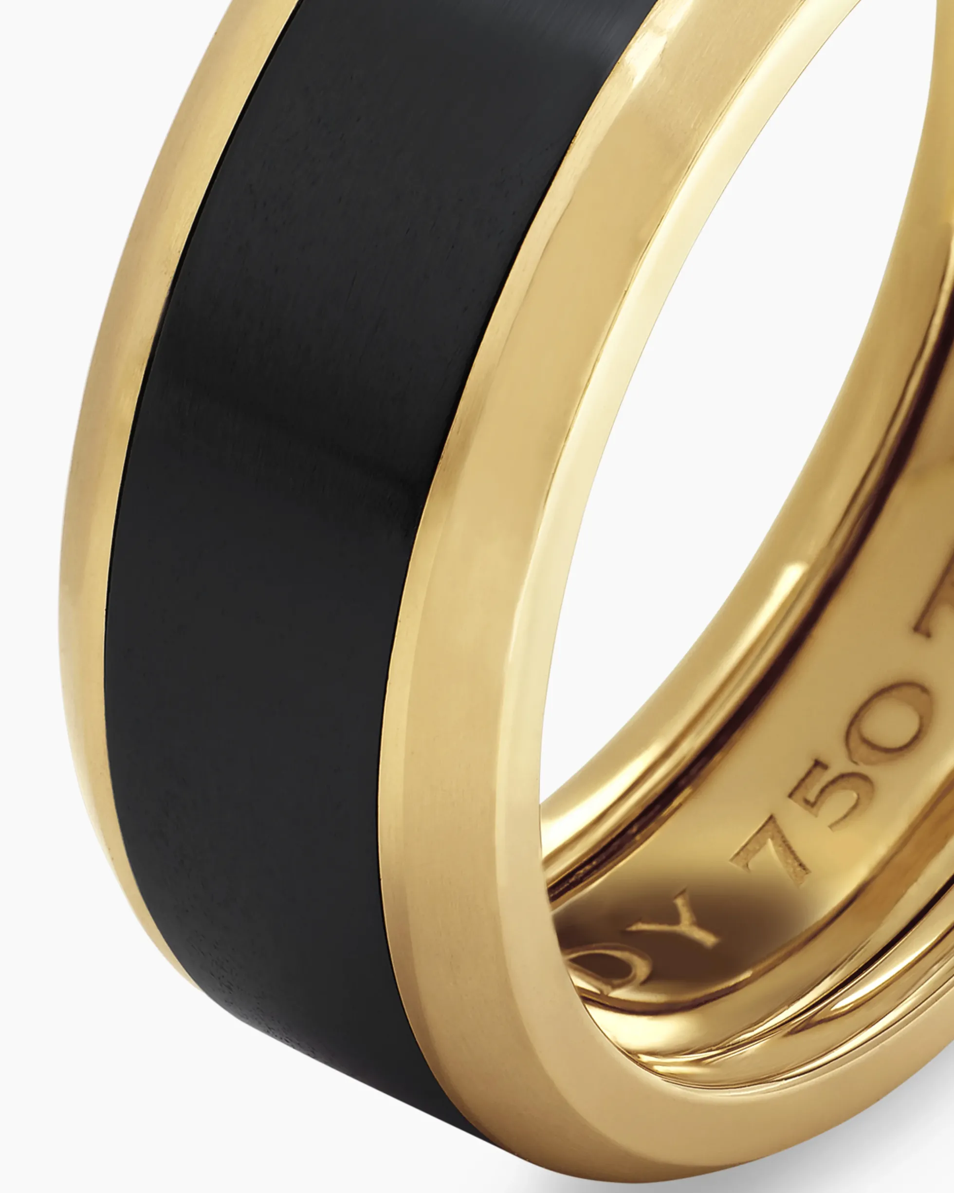 Beveled Band Ring 18K Yellow Gold with Black Titanium, 8.5mm