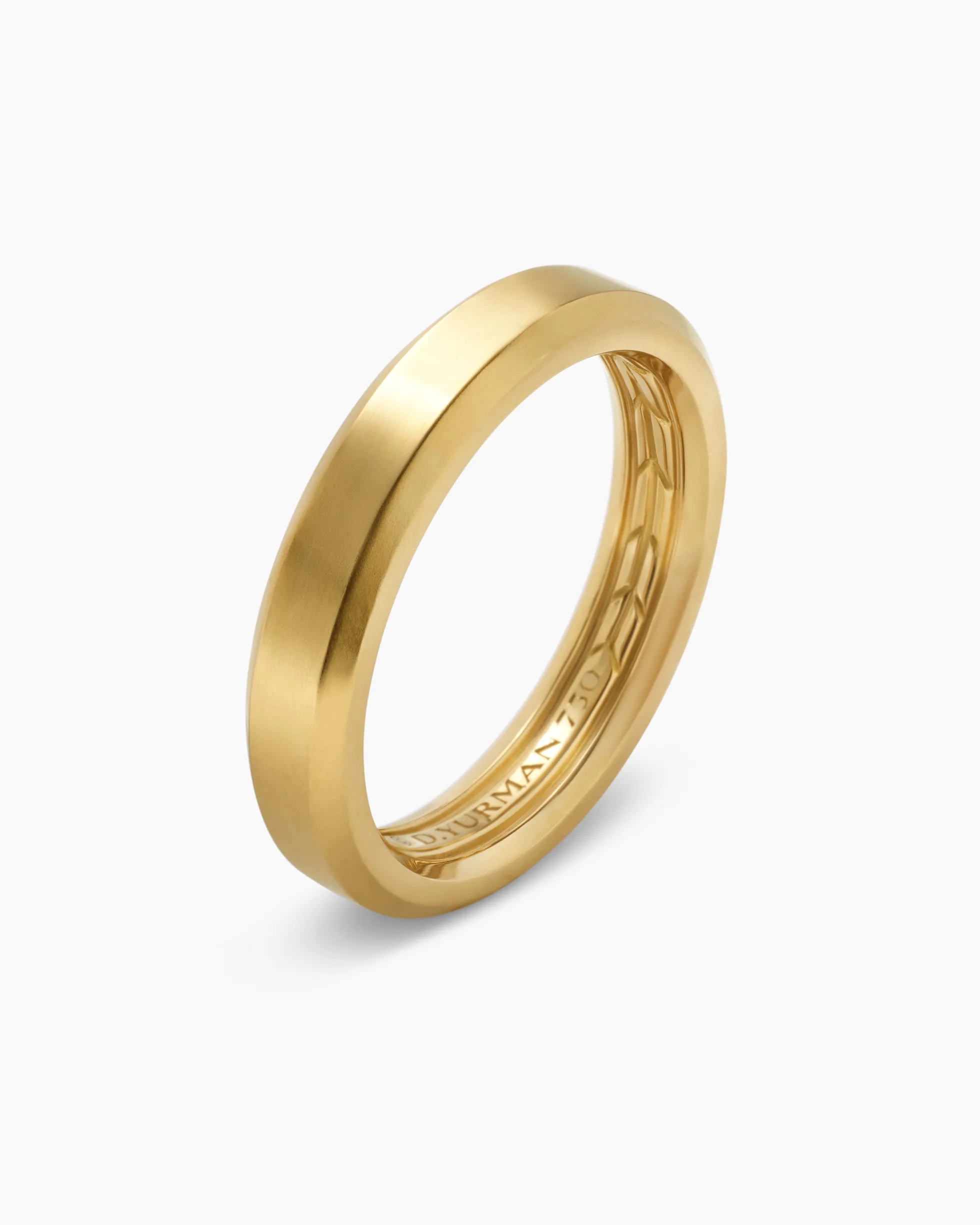 Beveled Band Ring 18K Yellow Gold, 4mm