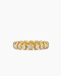 Bezel Set Band Ring 18K Yellow Gold with Diamonds, 3.7mm