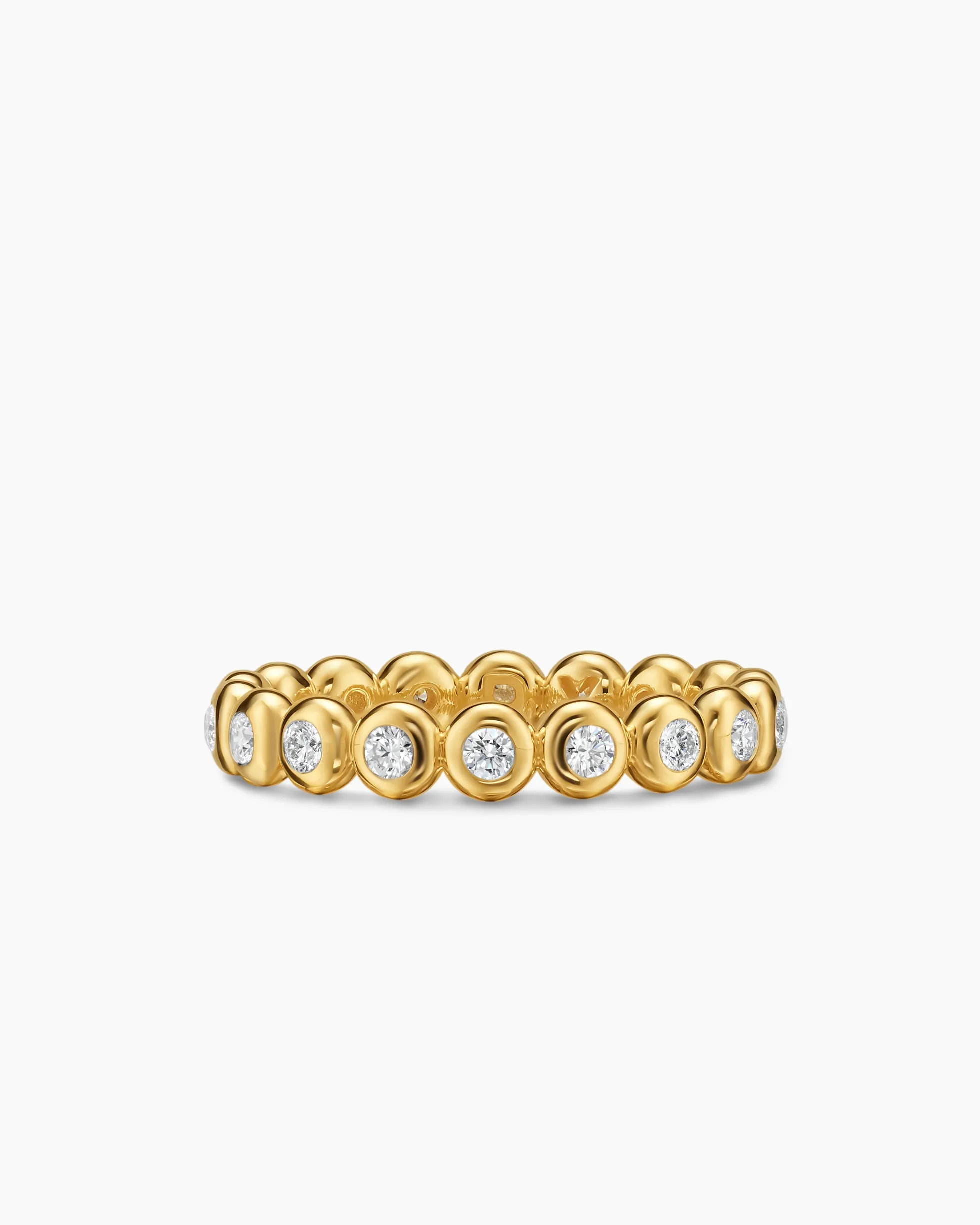 Bezel Set Band Ring 18K Yellow Gold with Diamonds, 3.7mm
