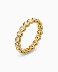 Bezel Set Band Ring 18K Yellow Gold with Diamonds, 3.7mm