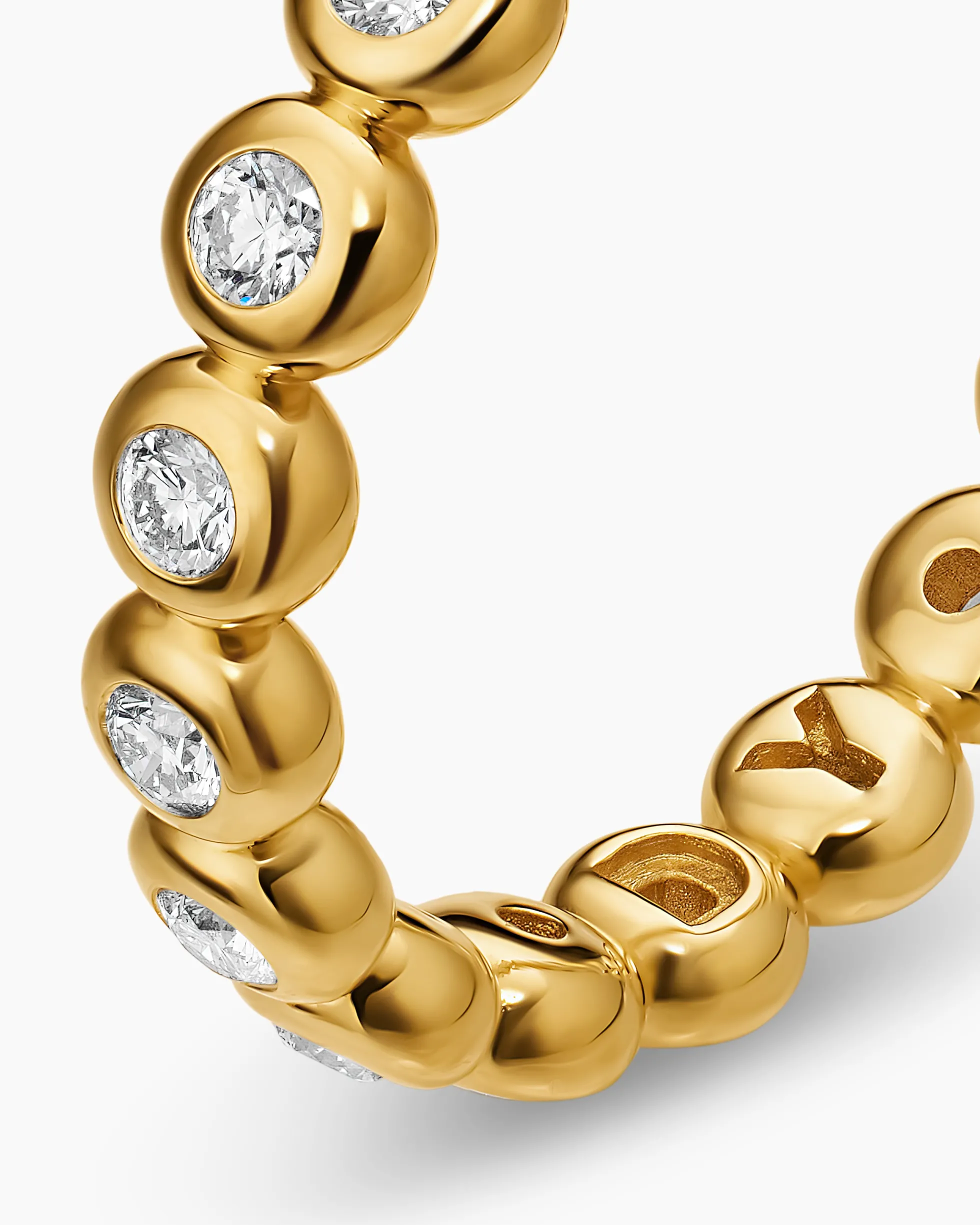 Bezel Set Band Ring 18K Yellow Gold with Diamonds, 3.7mm