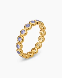 Bezel Set Band Ring 18K Yellow Gold with Tanzanite, 4mm