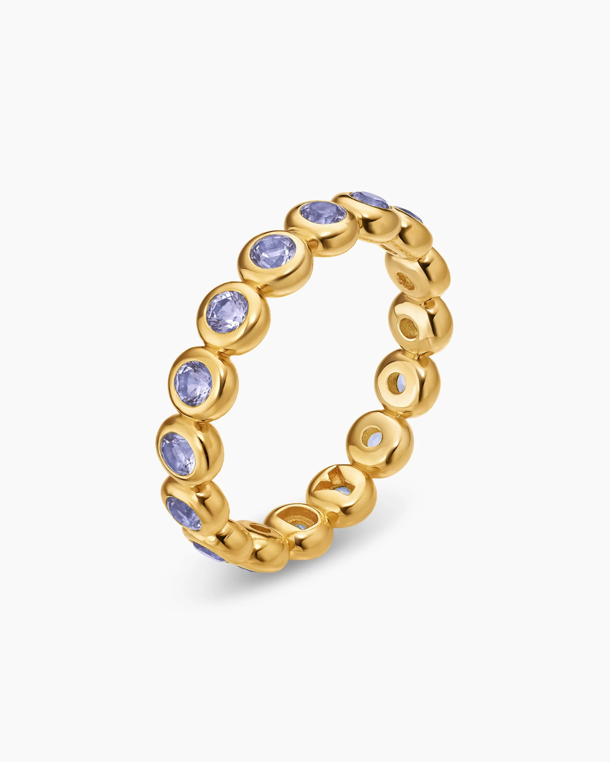 Bezel Set Band Ring 18K Yellow Gold with Tanzanite, 4mm