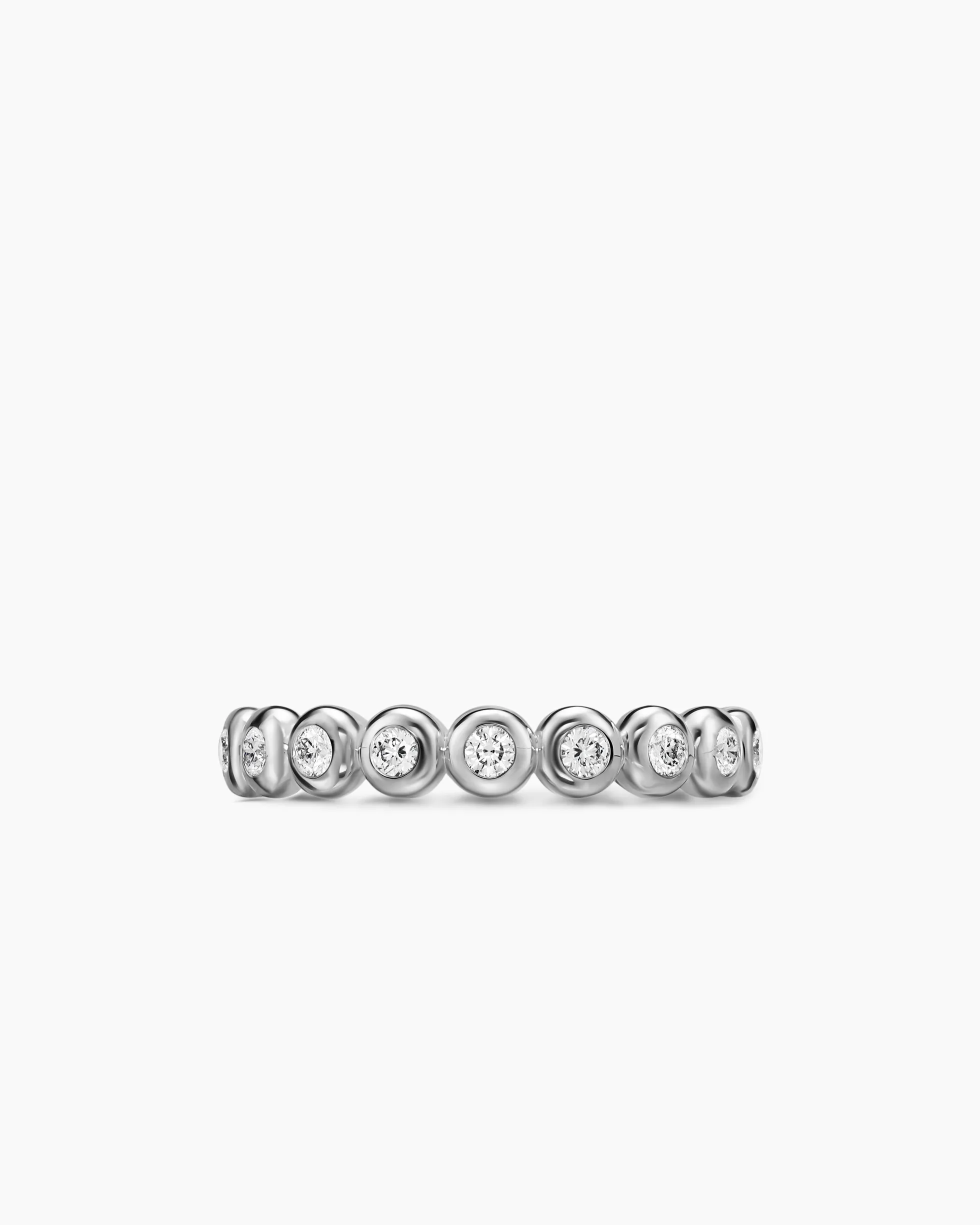 Bezel Set Band Ring Sterling Silver with Diamonds, 3.7mm