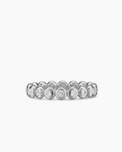 Bezel Set Band Ring Sterling Silver with Diamonds, 3.7mm