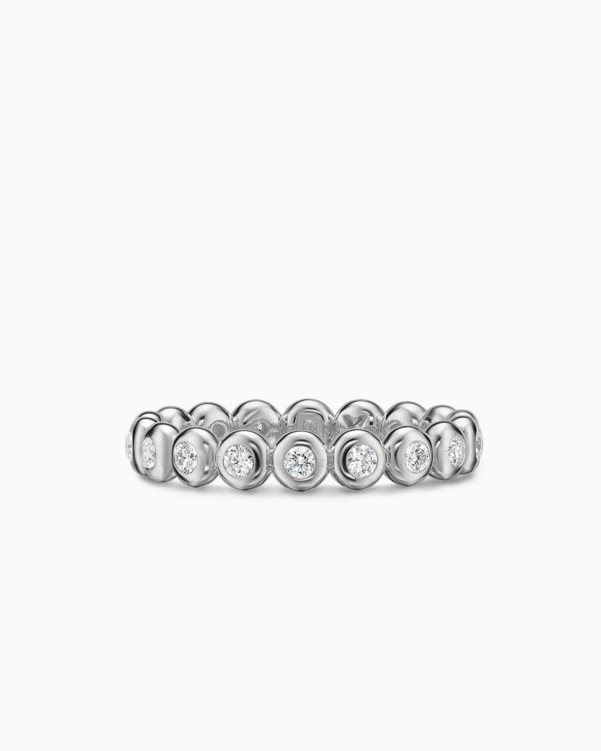 Bezel Set Band Ring Sterling Silver with Diamonds, 3.7mm