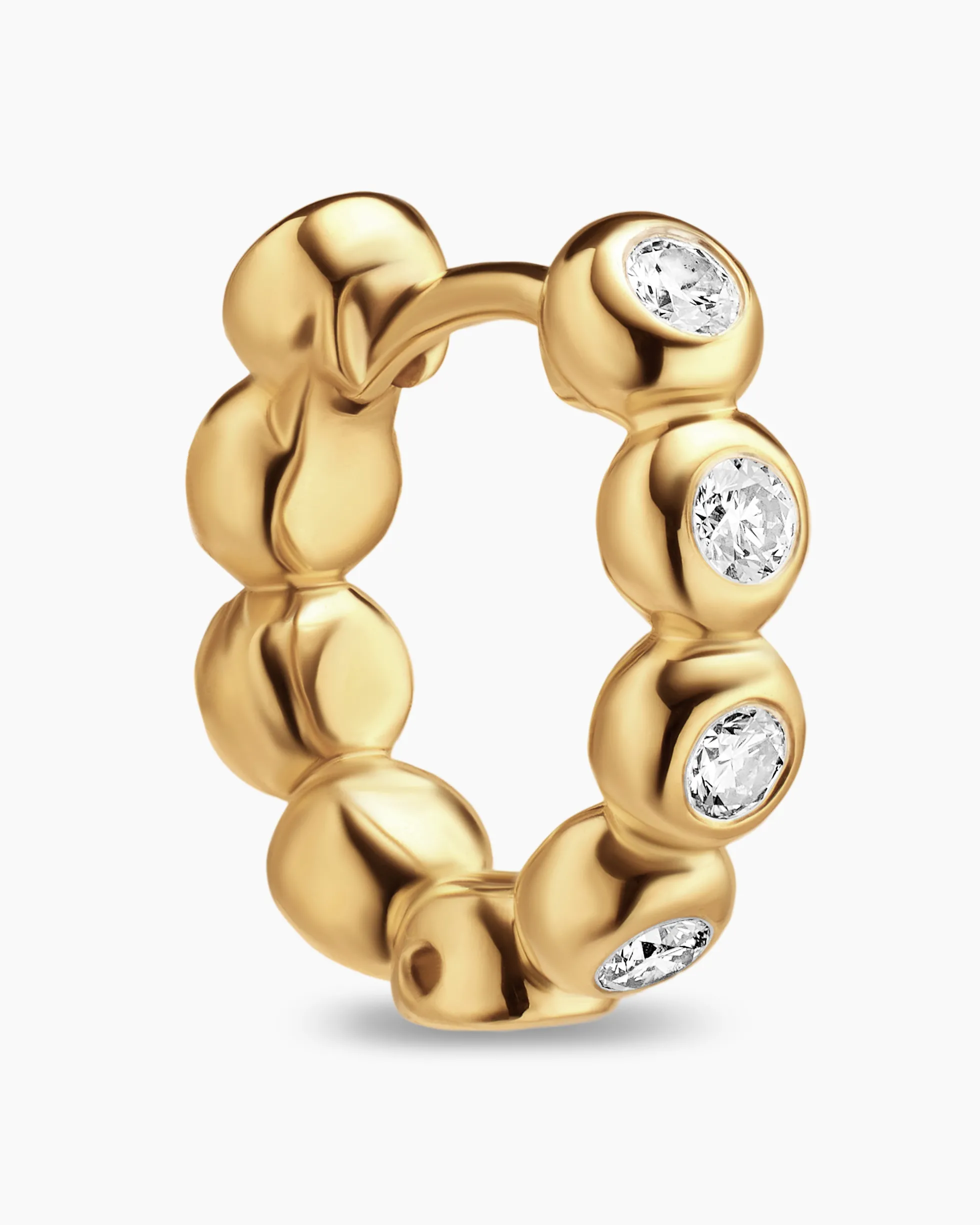 Bezel Set Hoop Earrings 18K Yellow Gold with Diamonds, 13.4mm
