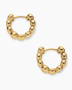 Bezel Set Hoop Earrings 18K Yellow Gold with Diamonds, 13.4mm