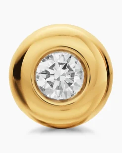 Bezel Set Stud Earrings 18K Yellow Gold with Diamonds, 6.4mm