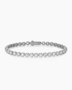 Bezel Set Tennis Bracelet 18K White Gold with Diamonds, 4.7mm
