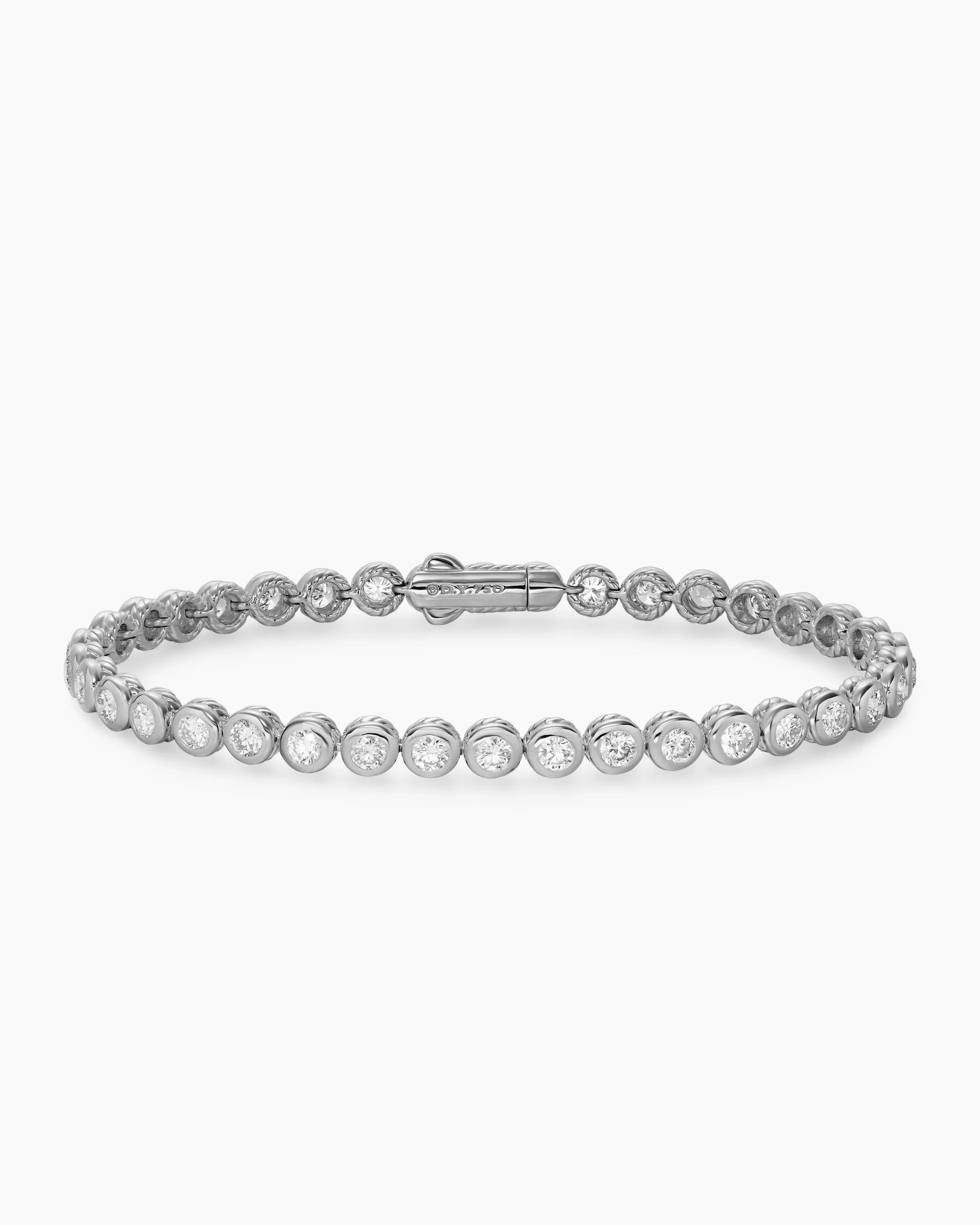 Bezel Set Tennis Bracelet 18K White Gold with Diamonds, 4.7mm