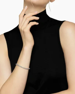 Bezel Set Tennis Bracelet 18K White Gold with Diamonds, 4.7mm