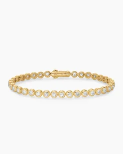 Bezel Set Tennis Bracelet 18K Yellow Gold with Diamonds, 4.7mm