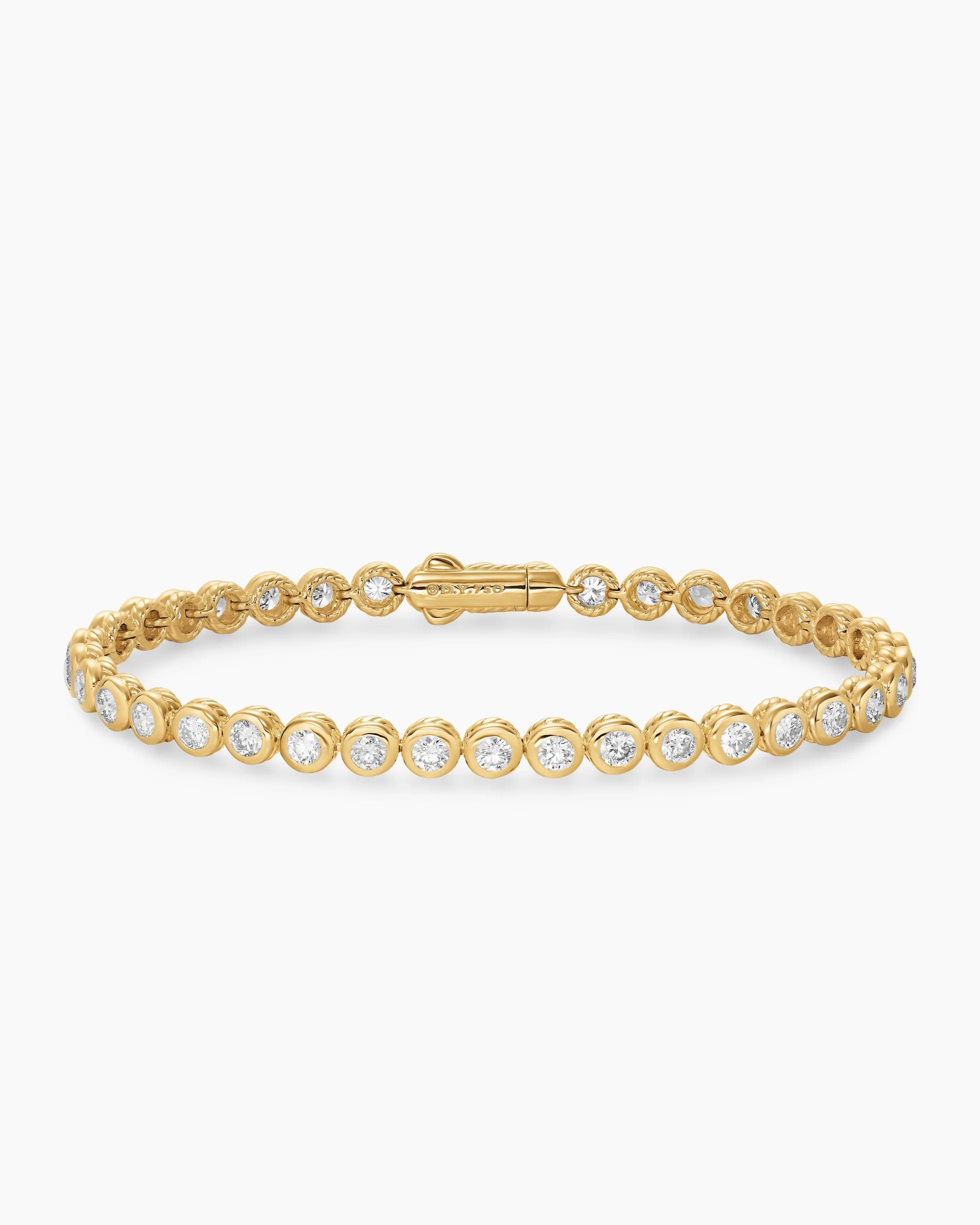 Bezel Set Tennis Bracelet 18K Yellow Gold with Diamonds, 4.7mm