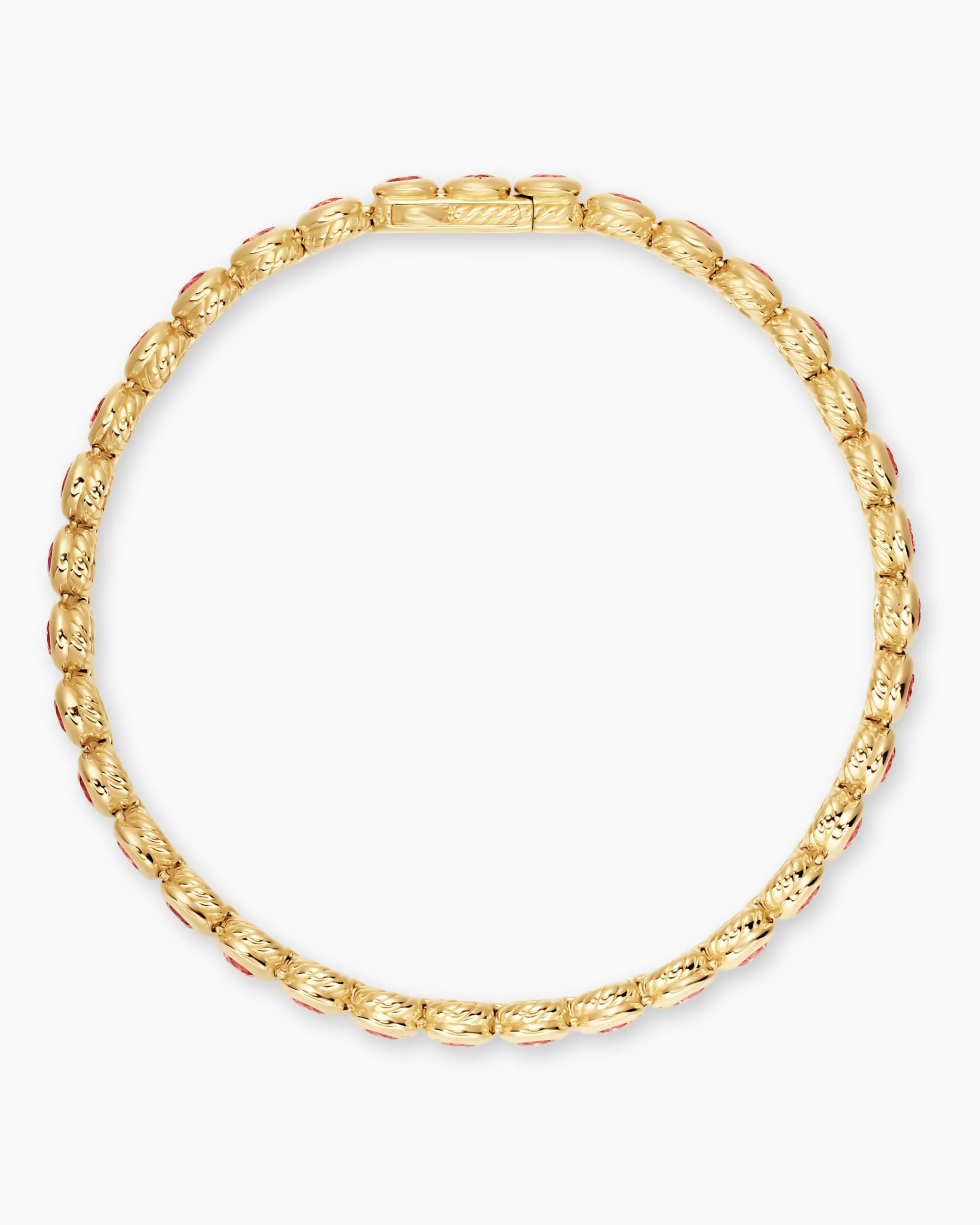 Bezel Set Tennis Bracelet 18K Yellow Gold with Pink Tourmalines, 4.7mm