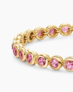 Bezel Set Tennis Bracelet 18K Yellow Gold with Pink Tourmalines, 4.7mm