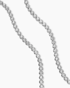 Bezel Set Tennis Necklace 18K White Gold with Diamonds, 4.7mm