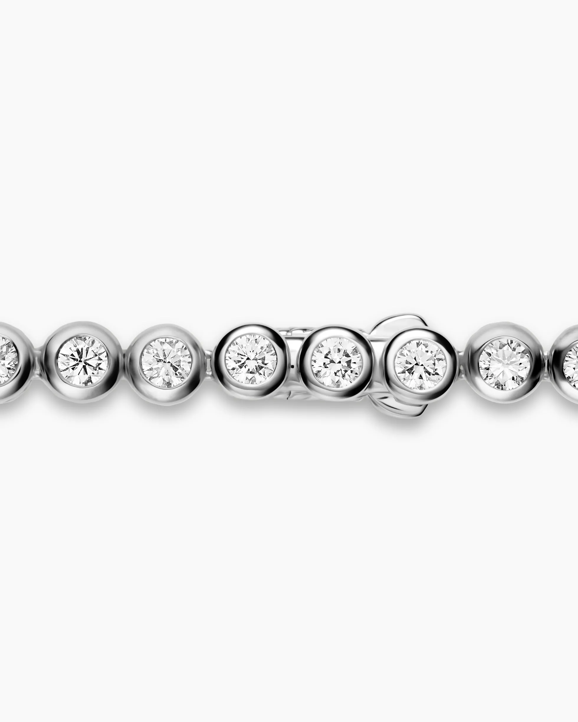 Bezel Set Tennis Necklace 18K White Gold with Diamonds, 4.7mm