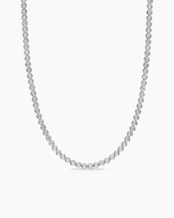 Bezel Set Tennis Necklace 18K White Gold with Diamonds, 4.7mm
