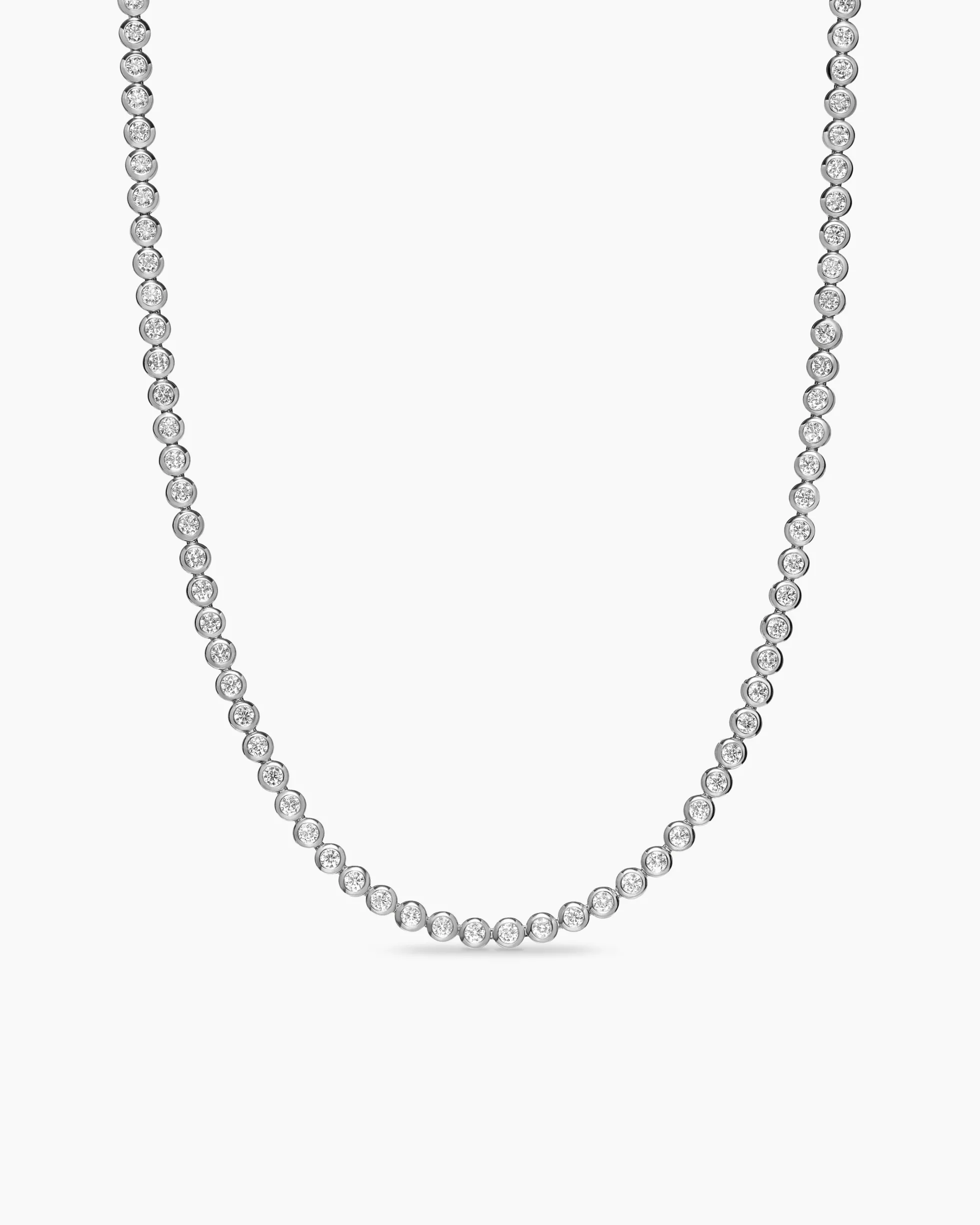 Bezel Set Tennis Necklace 18K White Gold with Diamonds, 4.7mm