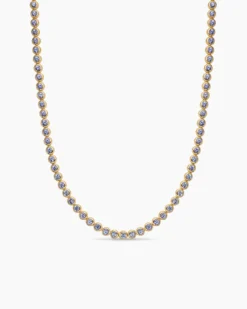 Bezel Set Tennis Necklace 18K Yellow Gold with Tanzanite, 4.7mm