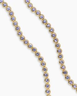 Bezel Set Tennis Necklace 18K Yellow Gold with Tanzanite, 4.7mm