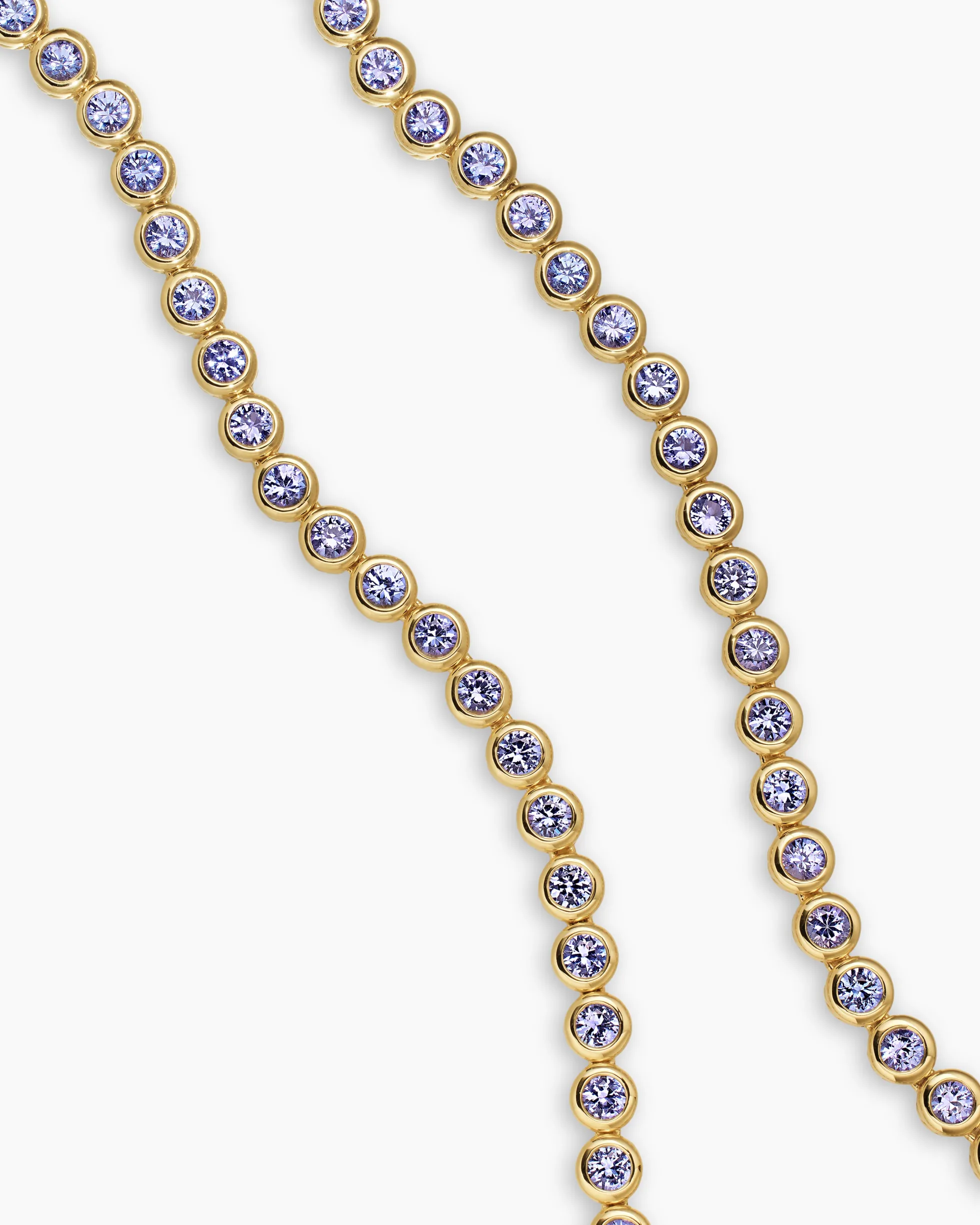 Bezel Set Tennis Necklace 18K Yellow Gold with Tanzanite, 4.7mm
