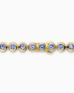 Bezel Set Tennis Necklace 18K Yellow Gold with Tanzanite, 4.7mm