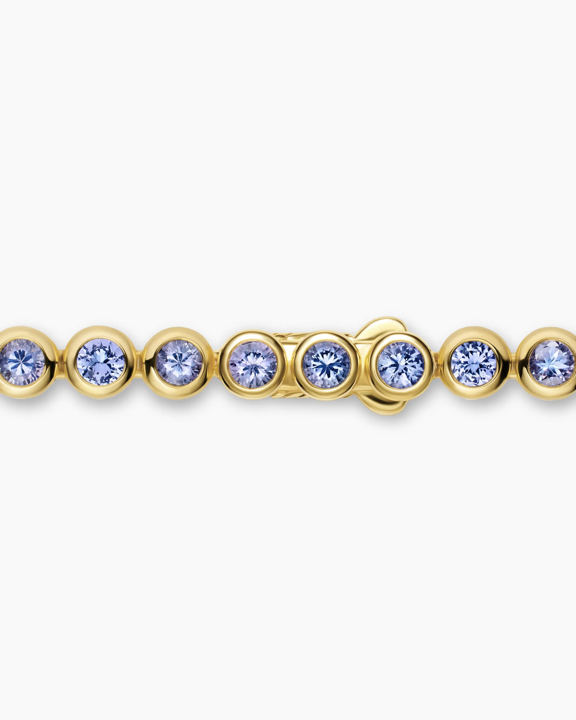 Bezel Set Tennis Necklace 18K Yellow Gold with Tanzanite, 4.7mm
