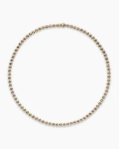 Bezel Set Tennis Necklace 18K Yellow Gold with Tanzanite, 4.7mm