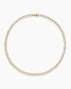 Bezel Set Tennis Necklace 18K Yellow Gold with Diamonds, 4.7mm