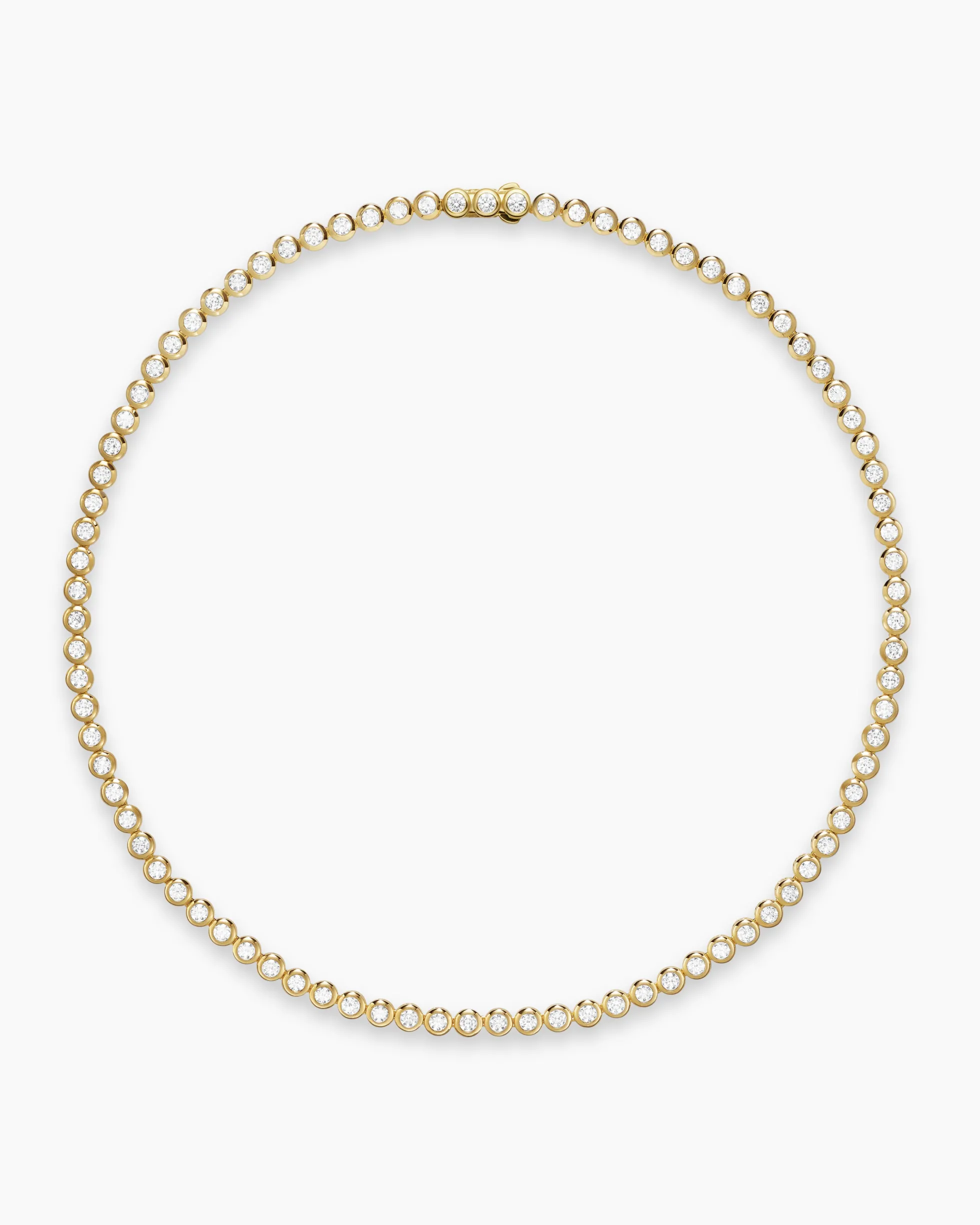 Bezel Set Tennis Necklace 18K Yellow Gold with Diamonds, 4.7mm
