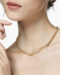 Bezel Set Tennis Necklace 18K Yellow Gold with Diamonds, 4.7mm
