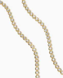 Bezel Set Tennis Necklace 18K Yellow Gold with Diamonds, 4.7mm
