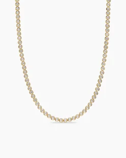 Bezel Set Tennis Necklace 18K Yellow Gold with Diamonds, 4.7mm