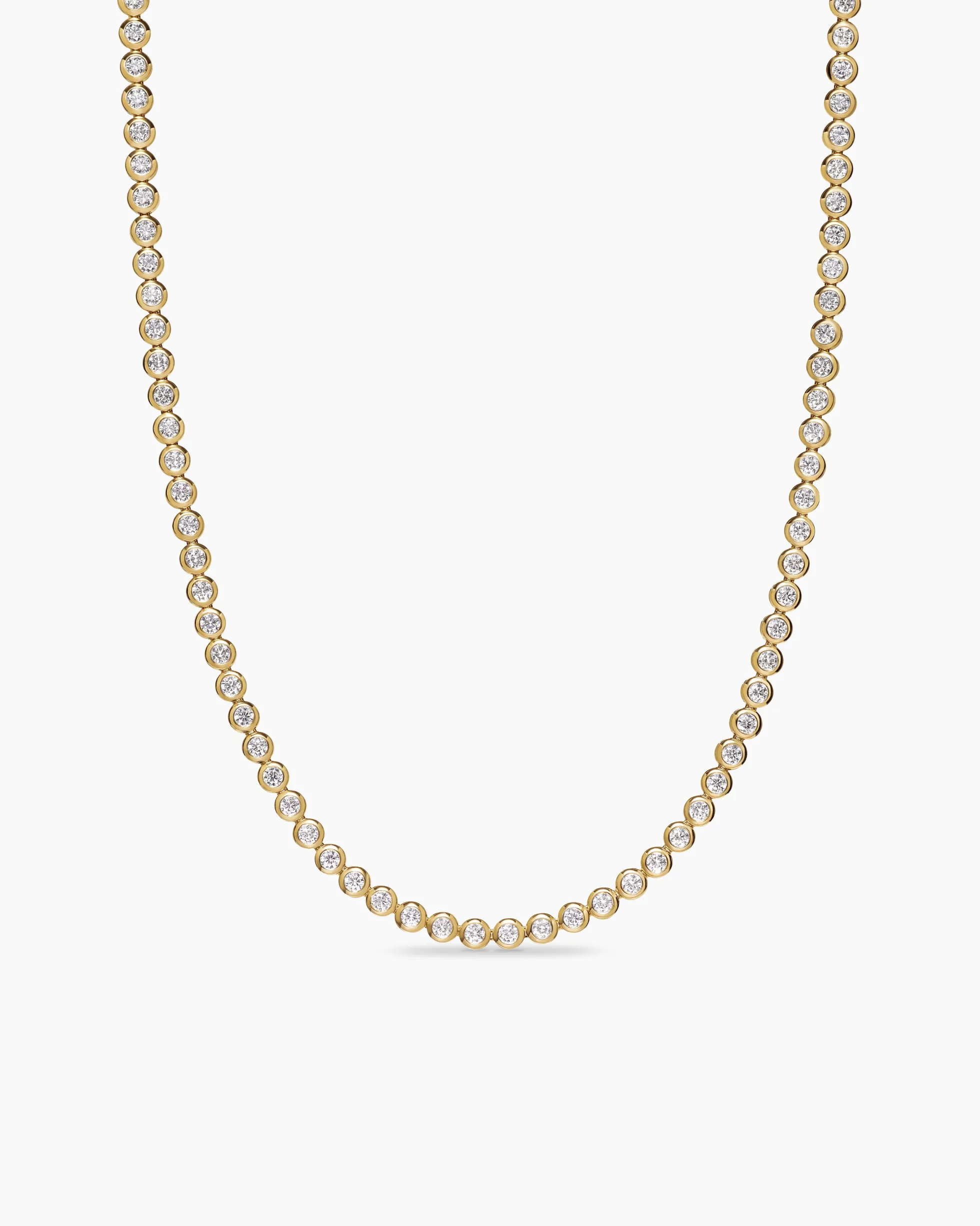 Bezel Set Tennis Necklace 18K Yellow Gold with Diamonds, 4.7mm