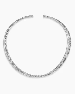 Bold Crossover Collar Necklace Sterling Silver, 10mm