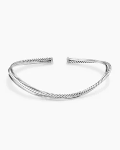 Bold Crossover Collar Necklace Sterling Silver, 10mm