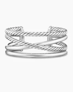 Bold Crossover Multi Row Cuff Bracelet Sterling Silver, 24.4mm