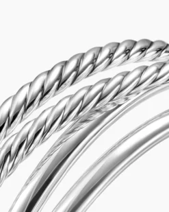 Bold Crossover Multi Row Cuff Bracelet Sterling Silver, 24.4mm