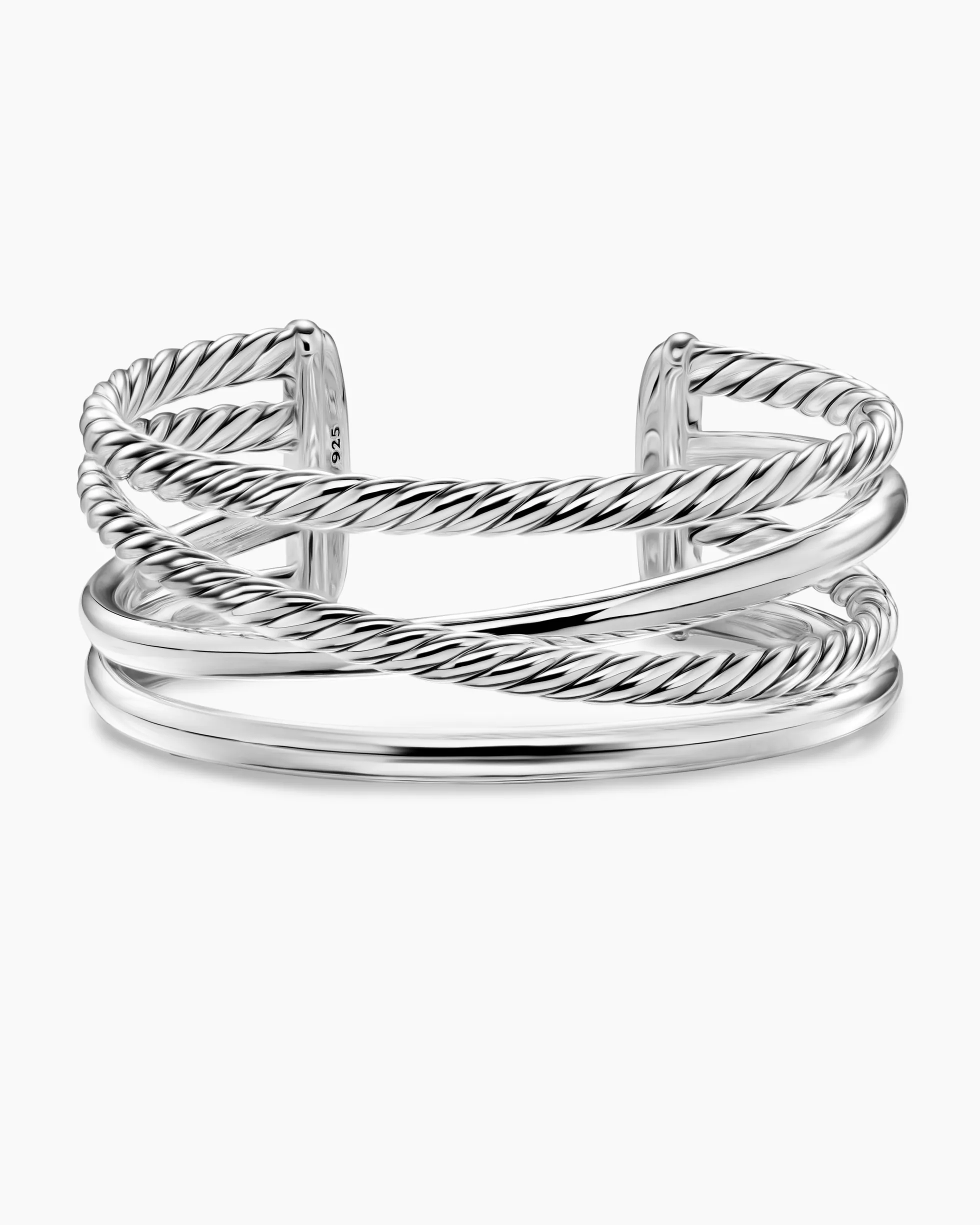 Bold Crossover Multi Row Cuff Bracelet Sterling Silver, 24.4mm