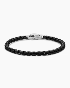 Box Chain Bracelet Darkened Stainless Steel, 5mm