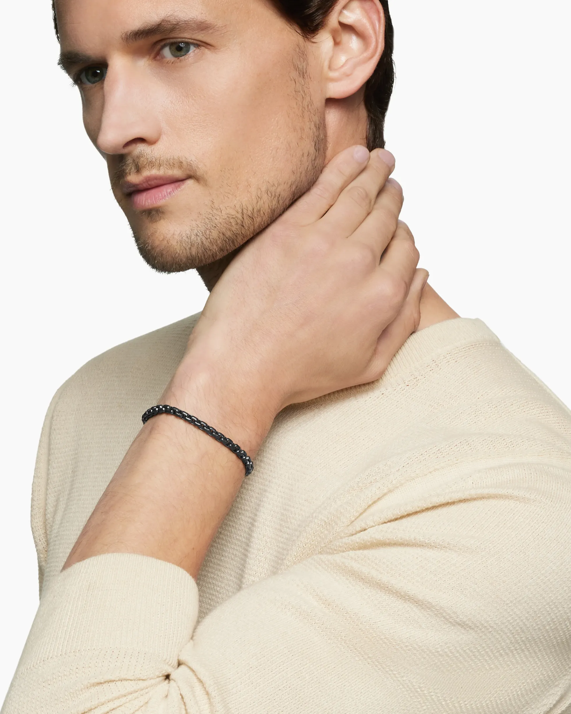 Box Chain Bracelet Darkened Stainless Steel, 5mm