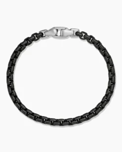 Box Chain Bracelet Darkened Stainless Steel, 5mm