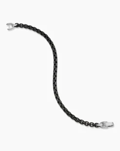 Box Chain Bracelet Darkened Stainless Steel, 5mm