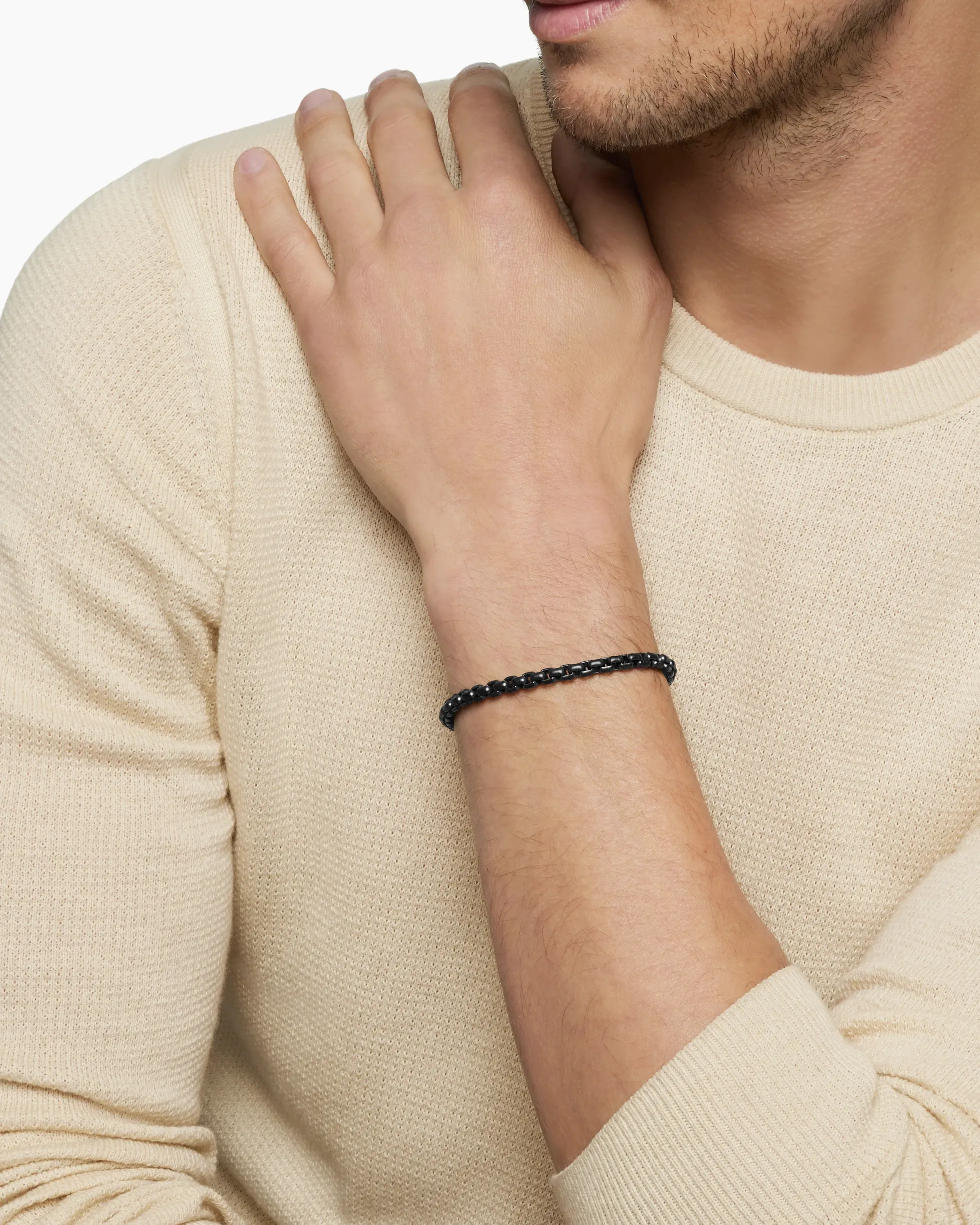 Box Chain Bracelet Darkened Stainless Steel, 5mm